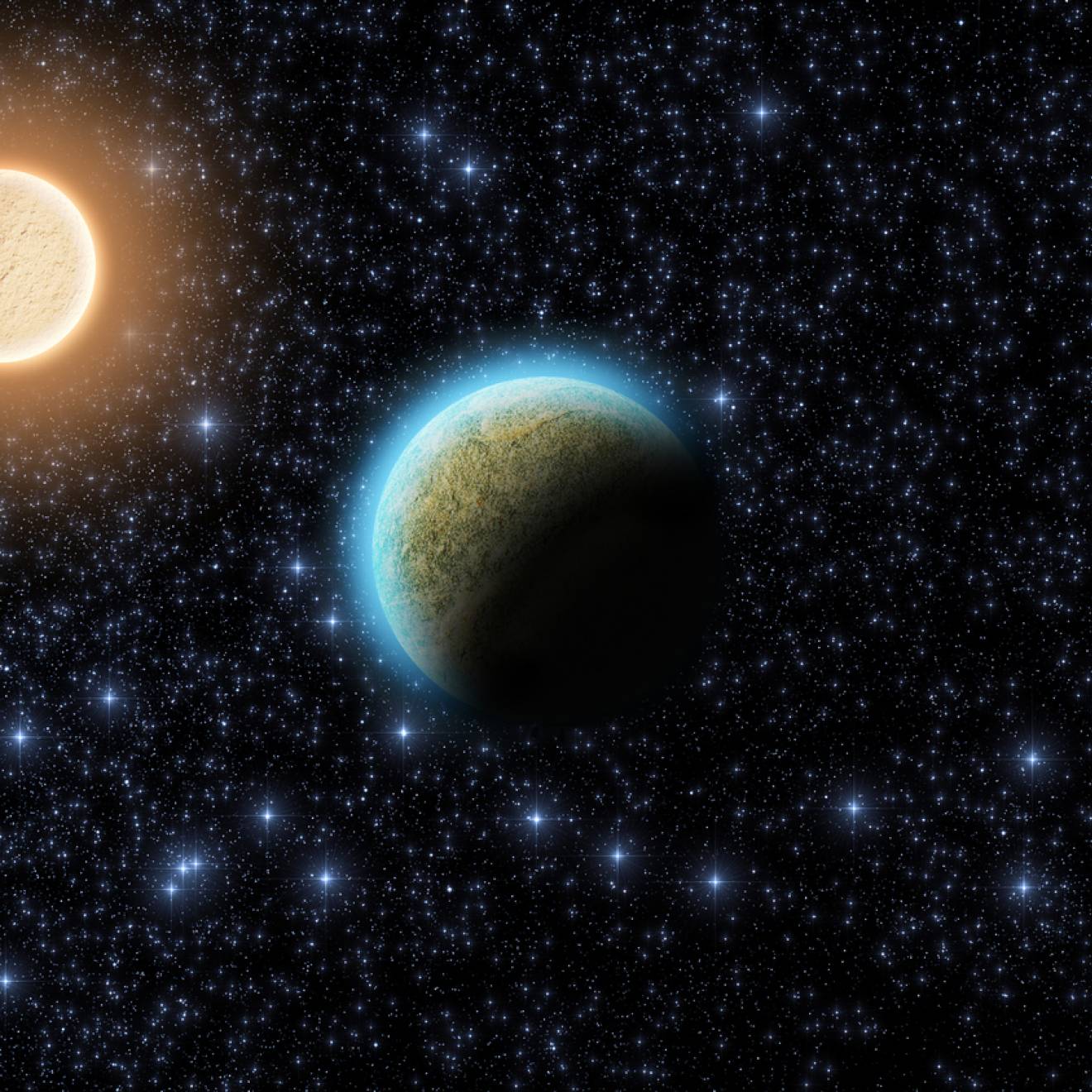 A planet and its star in space