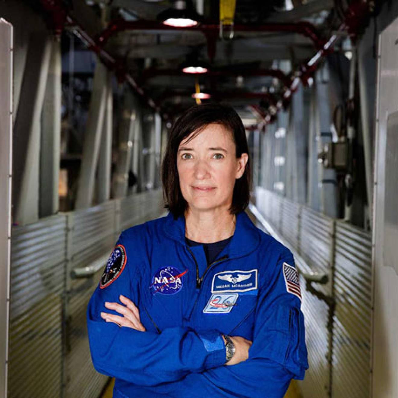 Megan McArthur portrait in NASA blues