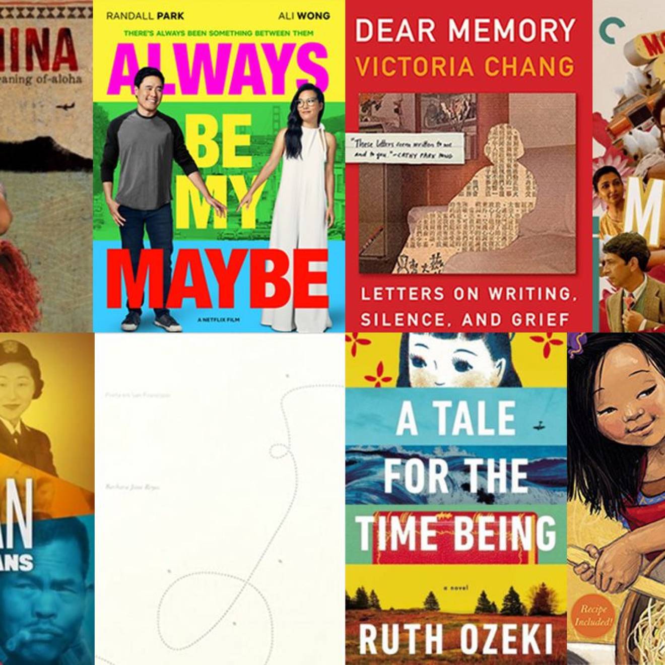 Collage of book covers related to Asian American, Native Hawaiian and Pacific Islander Heritage Month