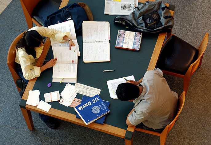 students studying at table